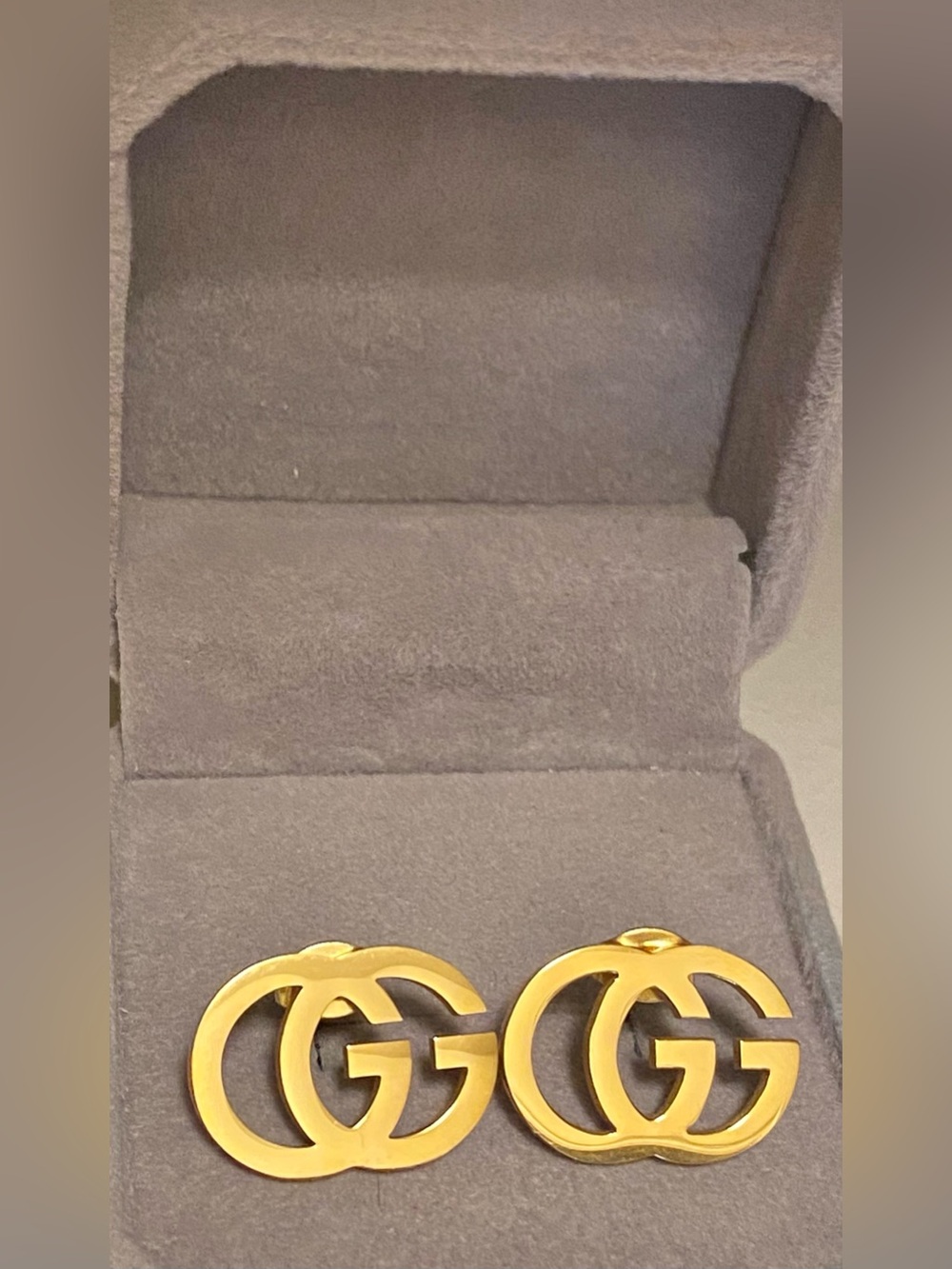 Fashion Jewelry 14K Gold Plated Double-G Style Logo Earrings - Picture 2 of 5